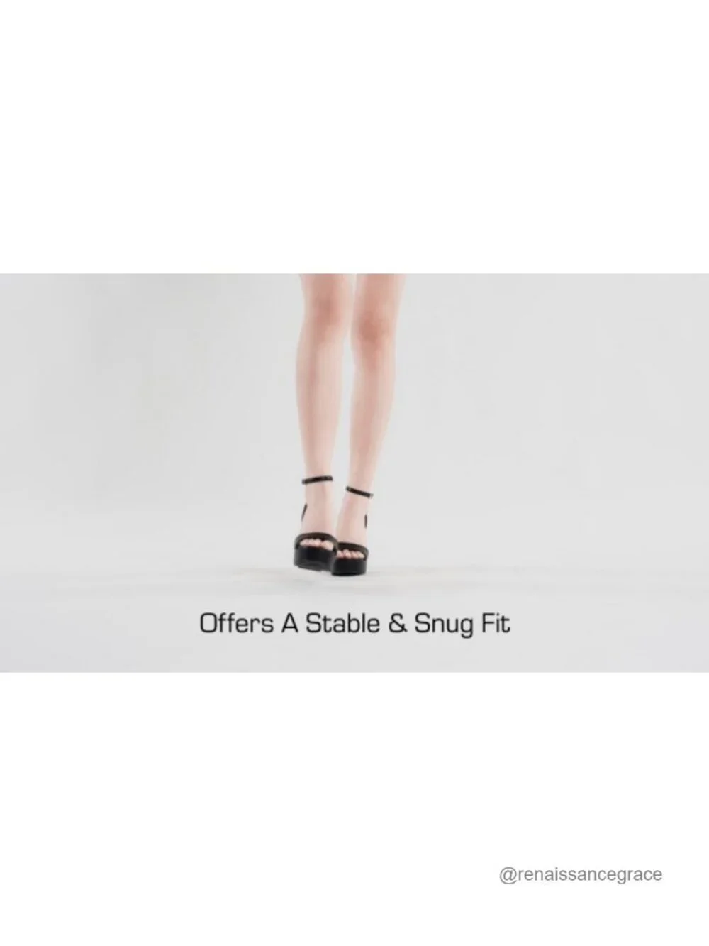Platform High Heels Women Chunky Sandals 4.13 Inch Heel Faux Leather Ankle Strap